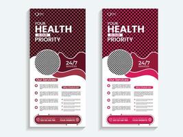 Medical healthcare roll up banner or cover design template vector