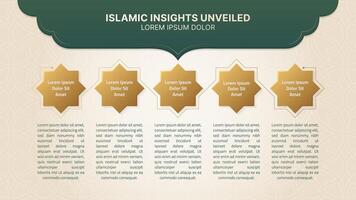 Islamic Infographic Design Template with Arabic Design Elements and 5 Data Points Options vector