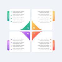 Four 4 Steps Options Matrix Business Infographic SWOT Analysis Design Template vector