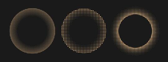 Halftone gold luxury style round frame set vector