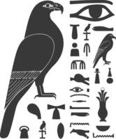 AI generated Silhouette collection of ancient egyptian hieroglyphs symbol logo black color only vector