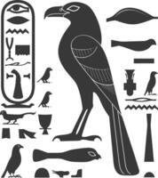 AI generated Silhouette collection of ancient egyptian hieroglyphs symbol logo black color only vector