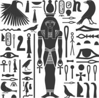 AI generated Silhouette collection of ancient egyptian hieroglyphs symbol logo black color only vector