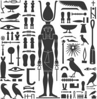 AI generated Silhouette collection of ancient egyptian hieroglyphs symbol logo black color only vector