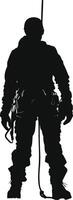 AI generated Silhouette climbing man black color only full body vector