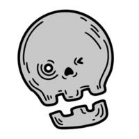 cartoon skull with a broken jaw vector