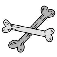 Cartoon doodle of two crossed bones. Vector illustration.