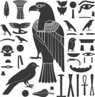 AI generated Silhouette collection of ancient egyptian hieroglyphs symbol logo black color only vector