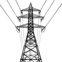 AI generated Silhouette electrical transmission tower black color only vector