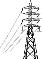 AI generated Silhouette electrical transmission tower black color only vector