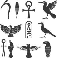 AI generated Silhouette collection of ancient egyptian hieroglyphs symbol logo black color only vector