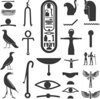 AI generated Silhouette collection of ancient egyptian hieroglyphs symbol logo black color only vector