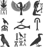 AI generated Silhouette collection of ancient egyptian hieroglyphs symbol logo black color only vector