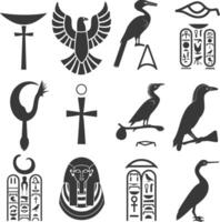 AI generated Silhouette collection of ancient egyptian hieroglyphs symbol logo black color only vector