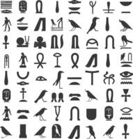 AI generated Silhouette collection of ancient egyptian hieroglyphs symbol logo black color only vector