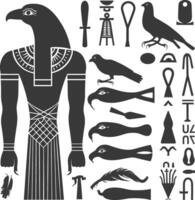 AI generated Silhouette collection of ancient egyptian hieroglyphs symbol logo black color only vector