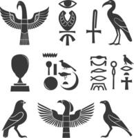 AI generated Silhouette collection of ancient egyptian hieroglyphs symbol logo black color only vector