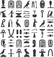 AI generated Silhouette collection of ancient egyptian hieroglyphs symbol logo black color only vector