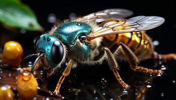 AI generated Insect animal macro nature bee honey fly wasp pollination generated by AI photo