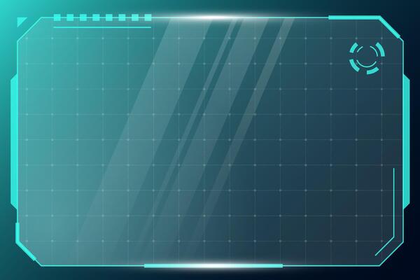 HUD digital futuristic user interface horizontal frame. Sci Fi high tech screen. Gaming menu touching monitoring dashboard panel. Cyberpunk space head up display GUI FUI technology information border