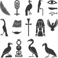 AI generated Silhouette collection of ancient egyptian hieroglyphs symbol logo black color only vector