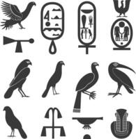 AI generated Silhouette collection of ancient egyptian hieroglyphs symbol logo black color only vector