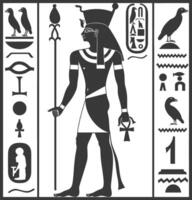 AI generated Silhouette collection of ancient egyptian hieroglyphs symbol logo black color only vector