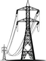 AI generated Silhouette electrical transmission tower black color only vector