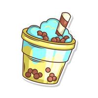 Bubble tea vector  sticker cartoon. hand draw illustration art