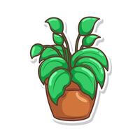 Home plant cartoon style. potted plant isolated on white vector