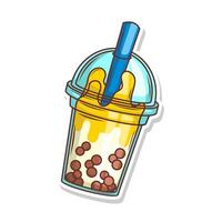 Bubble tea vector  sticker cartoon. hand draw illustration art