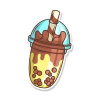 Bubble tea vector  sticker cartoon. hand draw illustration art