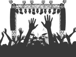 AI generated Silhouette hands raised at a music festival black color only vector