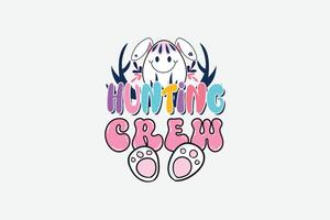 Retro Hunting Crew Sublimation Design vector