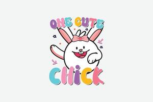 Retro One Cute Chick Sublimation Design vector