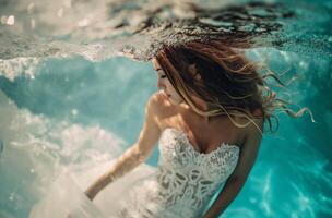 AI generated Bridal swim in pool photo