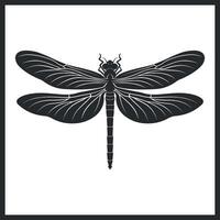 black silhouette of a dragonfly in a frame without background vector