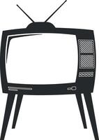 black retro style TV without background vector