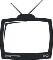 black retro style TV without background vector