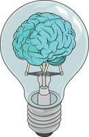 brain in a light bulb without background vector