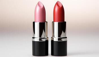 AI generated Glamourous women showcase elegance with shiny lipstick and nail polish generated by AI photo