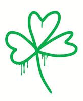 St. Patrick's day graffiti clip art. Urban street style. Green Shamrock, clover sign. Splash effects and drops. Grunge and spray texture. vector
