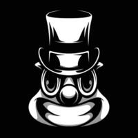 Clown Top Hat Black and White vector