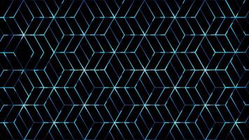 Glowing looping neon effect pattern abstract background, black background. video