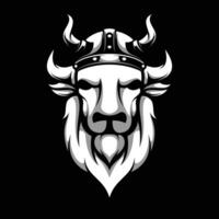 búfalo vikingo negro y blanco vector