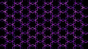 Glowing looping neon effect pattern abstract background, black background. video