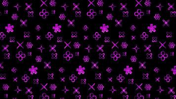 Glowing looping neon effect pattern abstract background, black background. video