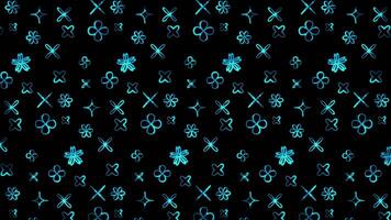 Glowing looping neon effect pattern abstract background, black background. video