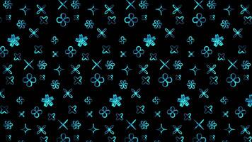 Glowing looping neon effect pattern abstract background, black background. video