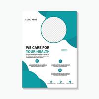 Medical care poster and flyer template design vector